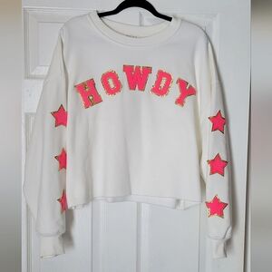 "Howdy" white sweat crop top